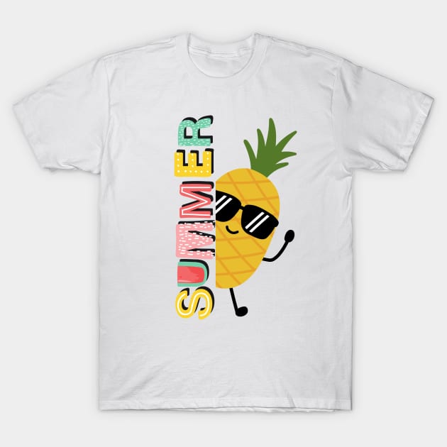 Cute summer pineapple with sunglasses T-Shirt by Ieva Li ART